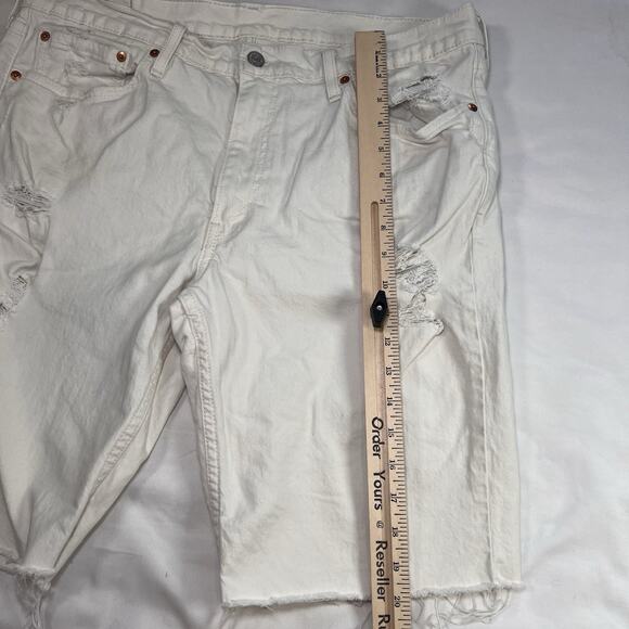 Levis 511 Jean Shorts Mens Size 36 Ivory Distressed Denim Raw Hem Cutoff Jorts - Picture 5 of 15